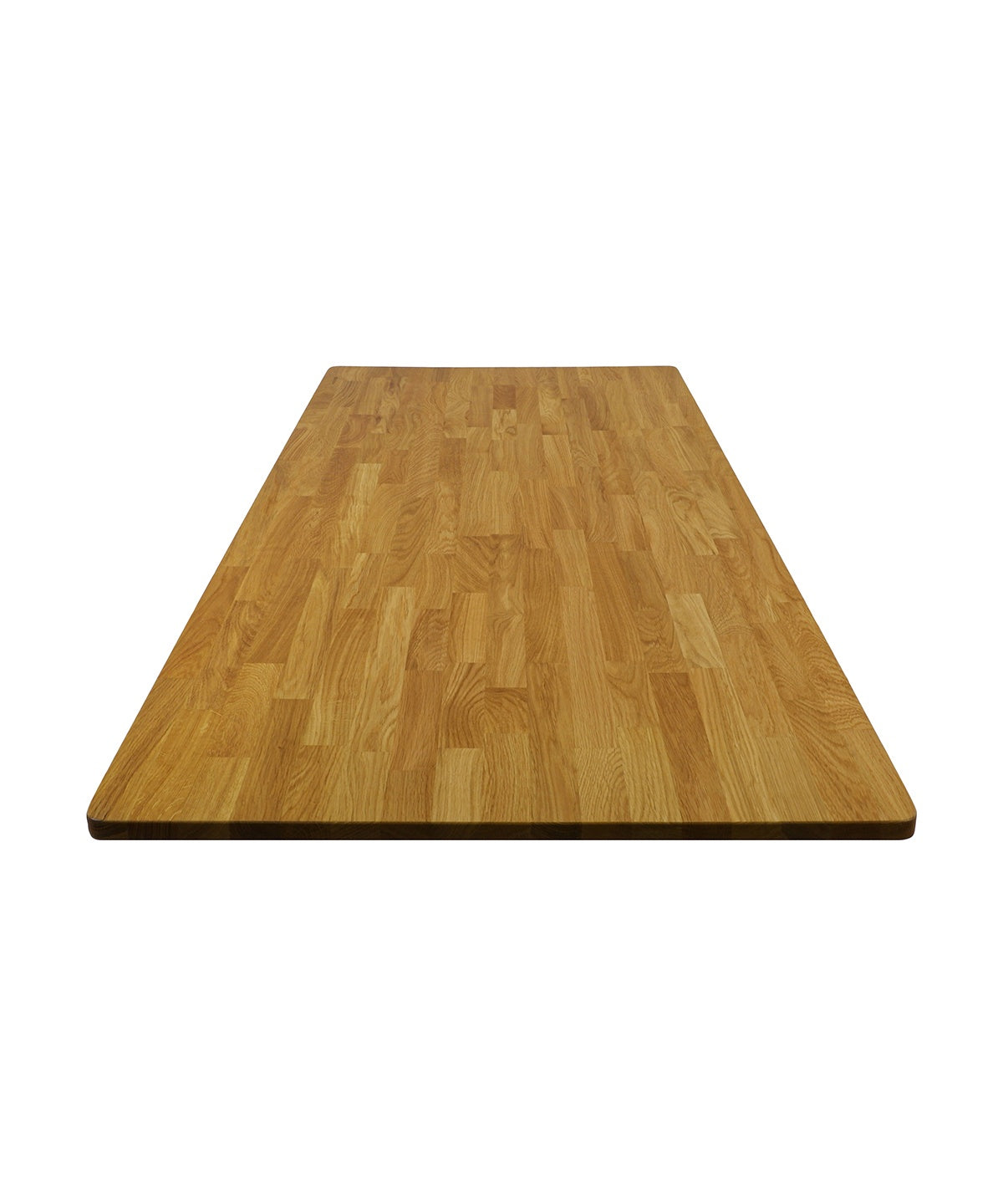 Schreibtischplatte aus naturbelassenem Eichenholz mit lebendiger Holzmaserung.