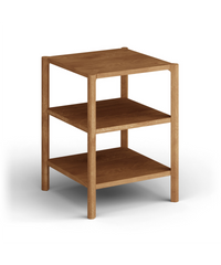 Regal Campi 3 Fächer, Eiche Natur aufgestellt mit seitlichem Fokus. Höhe 60cm, geölt & geschliffen