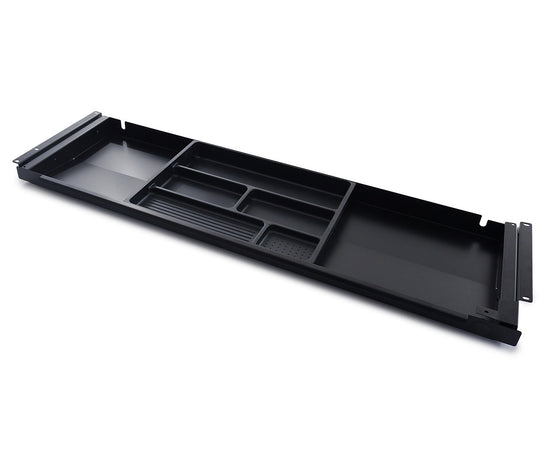 Breite Metallschublade (Modell Slim L) zur Befestigung unter der Tischplatte, schafft zusätzlichen Stauraum.