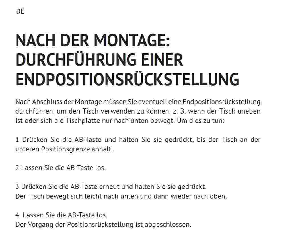 Endposition-Höhenreset