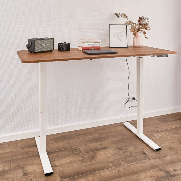 Eichen Tischplatte Old brown mit weißem Seckom Gestell