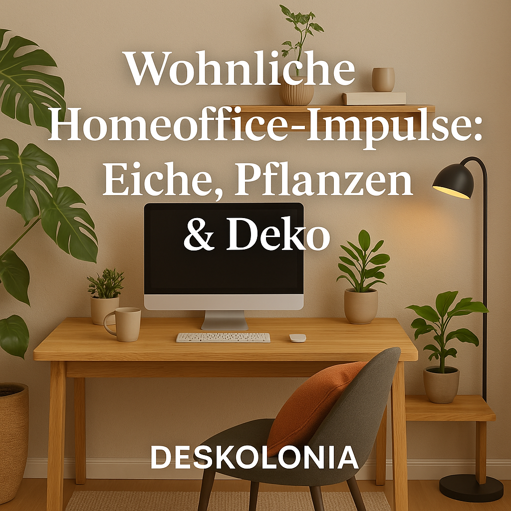 Wohnliche Homeoffice-Impulse: Eiche, Pflanzen & Deko