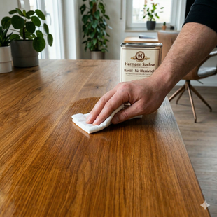 Die perfekte Symbiose: Deskolonia Massivholz-Tischplatten & Hermann Sachse Pflege