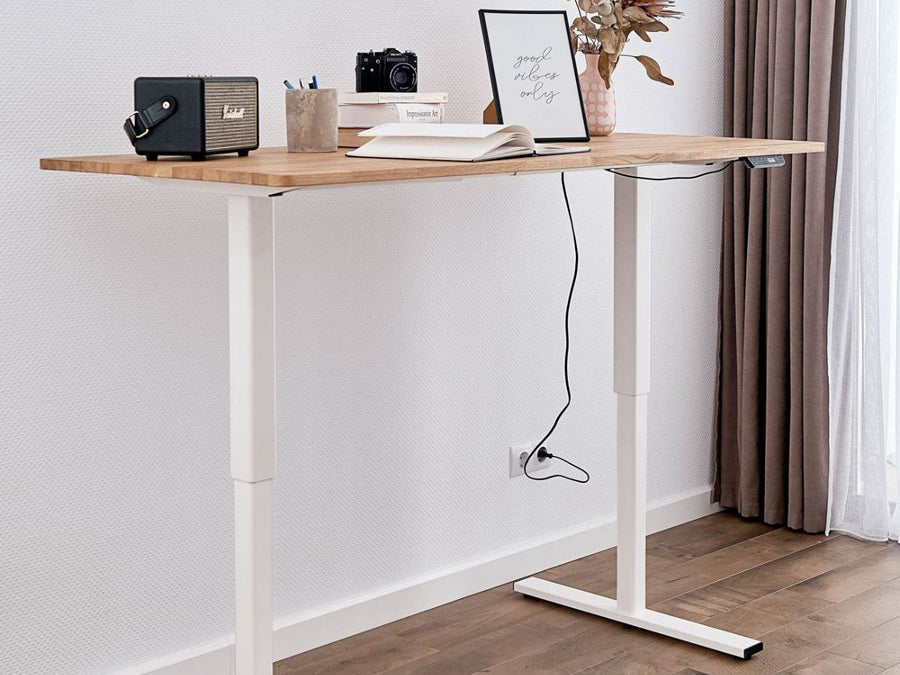Höhenverstellbarer Schreibtisch - Eiche Natur White