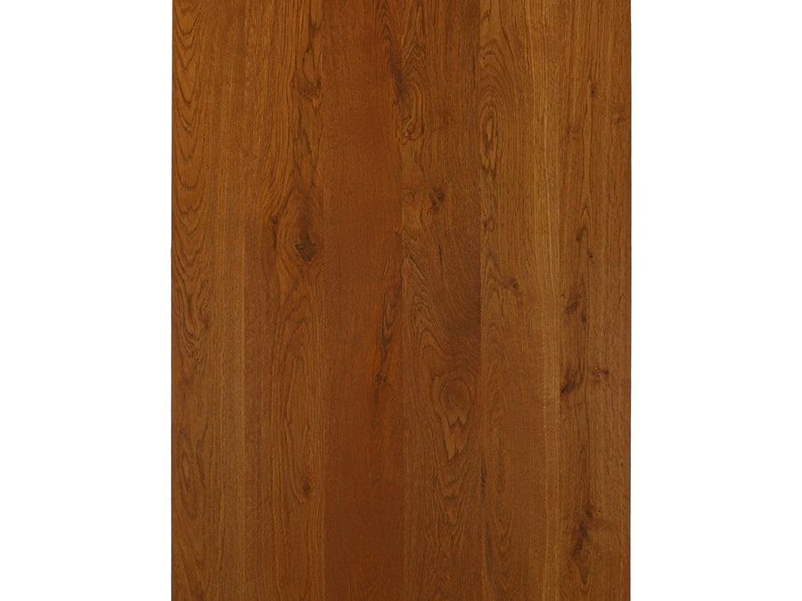 Schreibtischplatte aus Eichenholz im Farbton Old Brown mit natürlicher Holzmaserung.