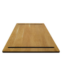 Tischplatte NaturPro, durchgehende Lamellen, Unterseite mit stabilisierenden Klemmbeschlägen, naturgeölt und behandelt