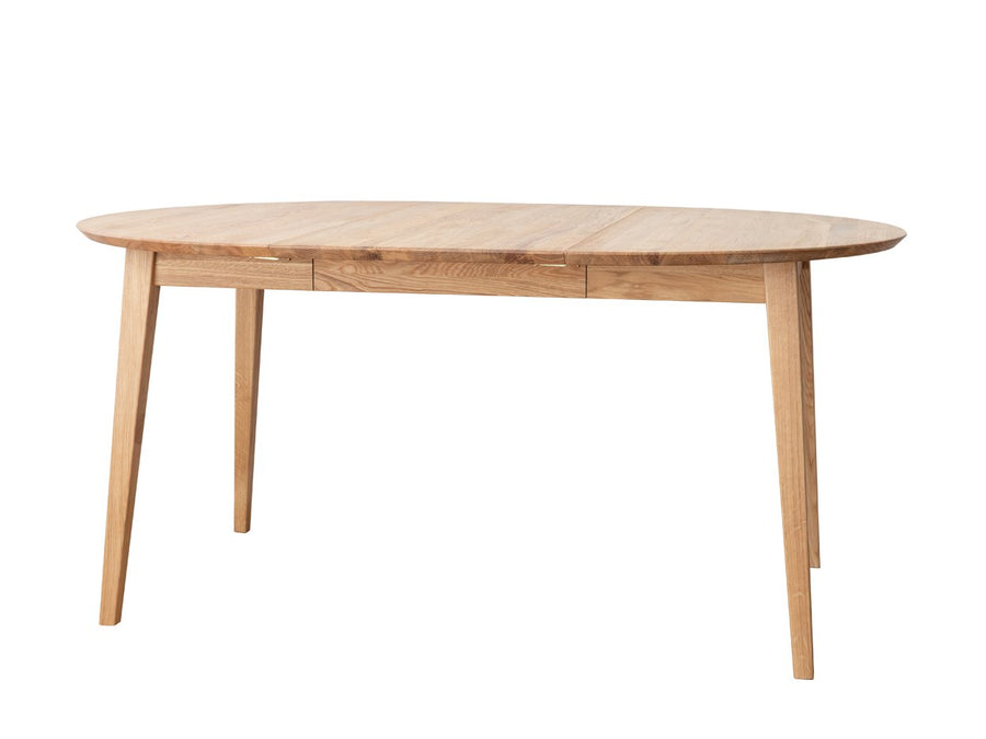 Ausziehbarer Esstisch mit Einlegeplatte 160cm lang, Natur geölte Wildeiche 