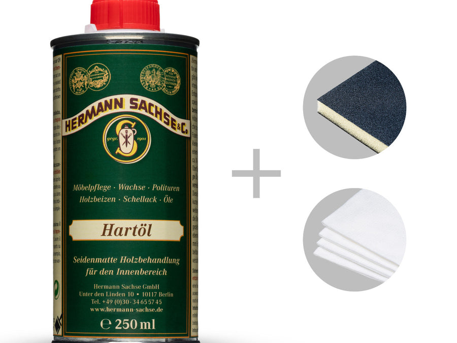 250ml Hartöl zu Holzpflege inkl. Schleifmatte Körnung 320 und Tuch zum Auftragen und Aufnehmen