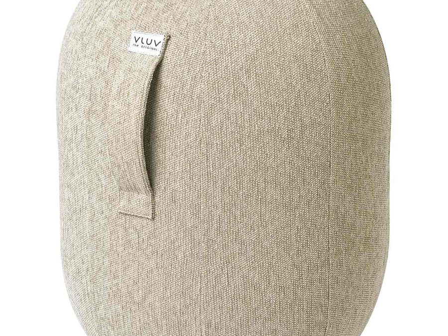 VLUV Balancekapsel (Modell KAPSUL STOV), ein luftgefüllter Balancehocker mit robustem Stoffbezug und rutschfester Unterseite.