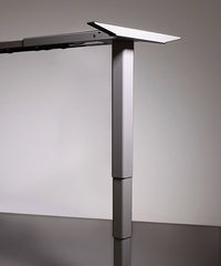 Weißes, höhenverstellbares Tischgestell (Modell Seckom) aus Metall für Schreibtische.